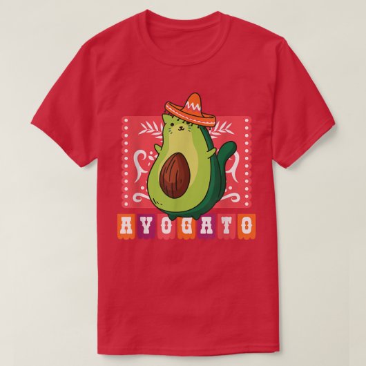 Avogato Funny Avocado Cat T-shirt (Design voorkant)