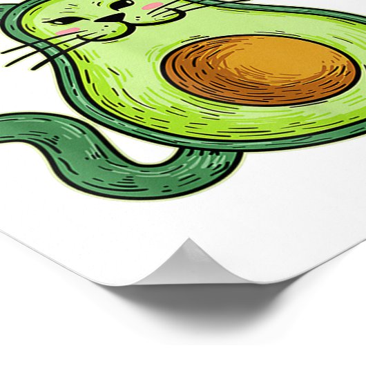 Avogato - Funny Cinco de Mayo Avocado Cat Poster (Hoek)