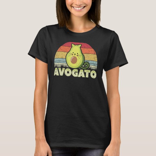 Avogato, Retro Cat Avocado, Cinco de Mayo T-shirt (Voorkant)