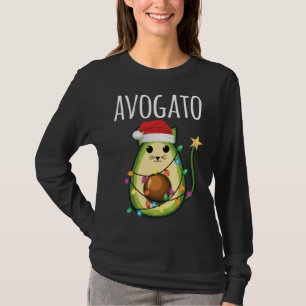 Avogato Santa Avocado Kat Grappig Kerstmis Kat T-shirt