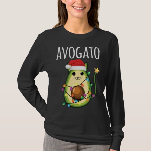 Avogato Santa Avocado Kat Grappig Kerstmis Kat T-shirt (Voorkant)