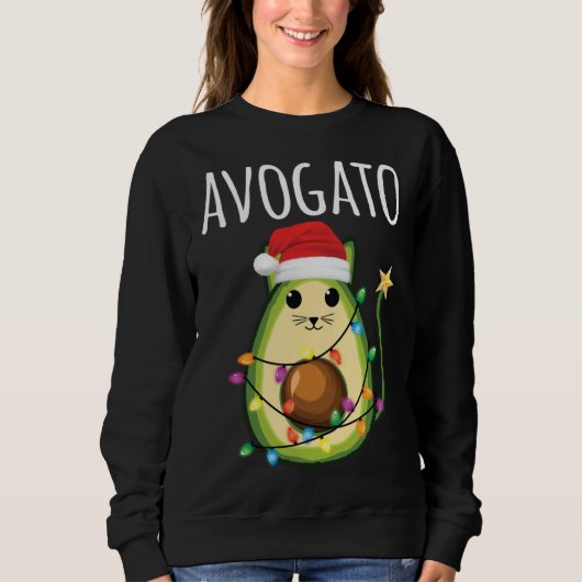 Avogato Santa Avocado Kat Grappig Kerstmis Kat Trui (Voorkant)