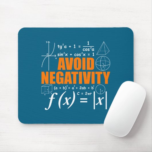 Avoid Negativity Funny Math Mathematician Teacher Muismat (Met muis)