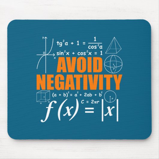 Avoid Negativity Funny Math Mathematician Teacher  Muismat (Voorkant)