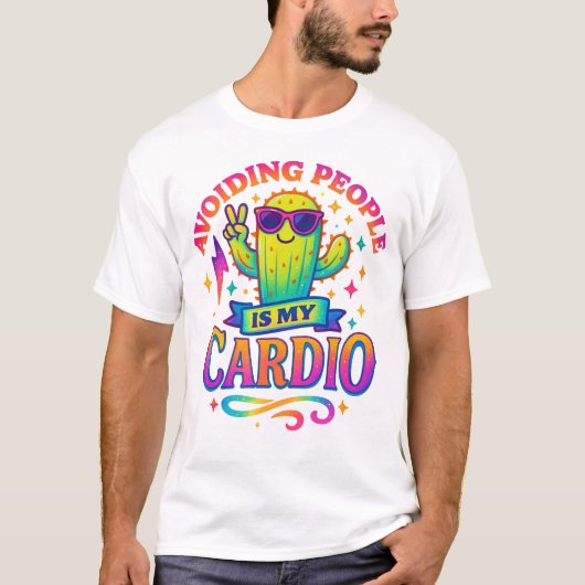 Avoiding People Is My Cardio Cactus Swag T-shirt (Voorkant)