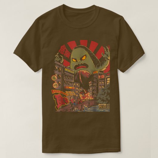 Avokiller Avocado Guacamole Kaiju Monster Japans T-shirt (Design voorkant)