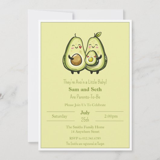 Avo'n a Baby Avocado Baby shower Kaart (Voorkant)