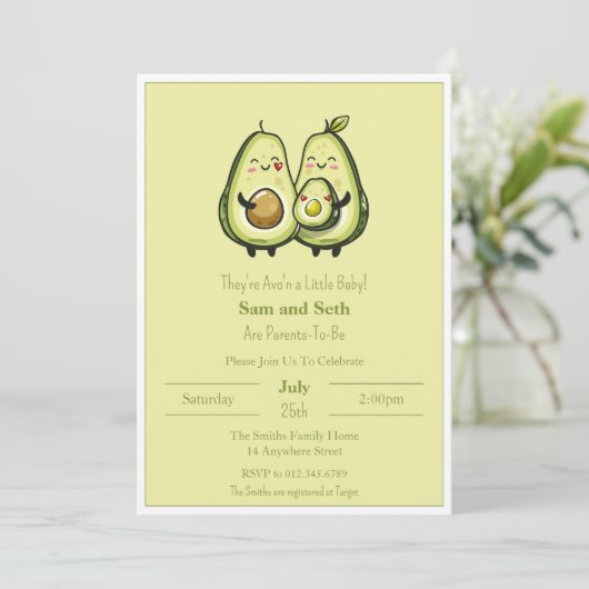 Avo'n a Baby Avocado Baby shower Kaart (Staand voorkant)