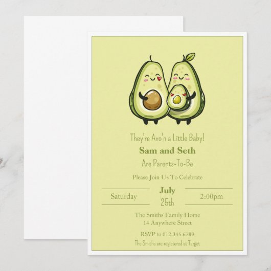 Avo'n a Baby Avocado Baby shower Kaart (Voorkant / Achterkant)