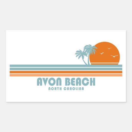 Avon Beach North Carolina Sun Palm Trees Rechthoekige Sticker (Voorkant)
