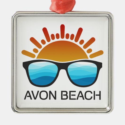 Avon Beach North Carolina Zonnebril Metalen Ornament (Voorkant)