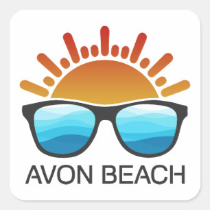 Avon Beach North Carolina Zonnebril Vierkante Sticker