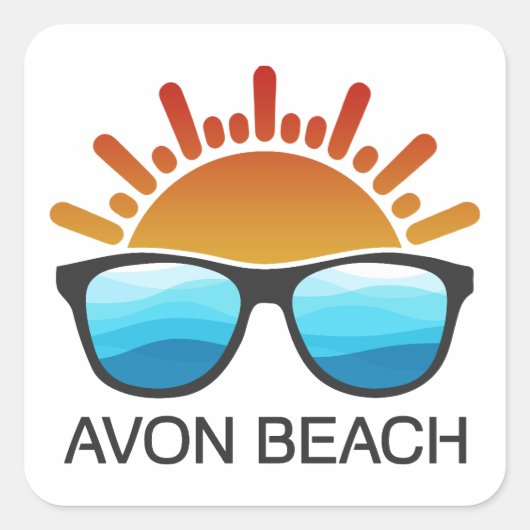 Avon Beach North Carolina Zonnebril Vierkante Sticker (Voorkant)