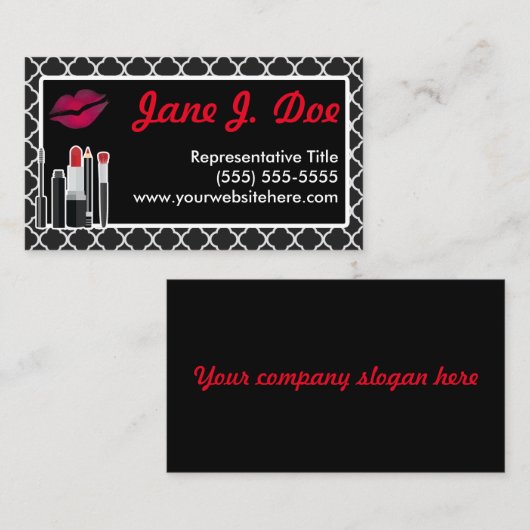 Avon Black Cosmetic Kiss Visitekaartje (Voorkant / Achterkant)