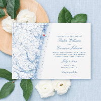 Avon-by-the-Sea NJ Kaart Elegante Navy Blauwe Trou