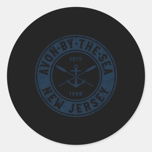 Avon-By-The-Zee New Jersey NJ Boat Anker Oars Ronde Sticker (Voorkant)