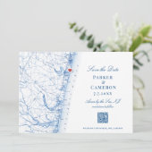 Avon-by-the-Zee NJ Kaart Elegant Navy Blue QR (Staand voorkant)