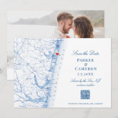 Avon-by-the-Zee NJ Kaart Elegant Navy Blue QR (Voorkant / Achterkant)