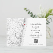 Avon-by-the-Zee NJ Kaart Elegant Zwart Wit QR (Staand voorkant)