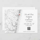 Avon-by-the-Zee NJ Kaart Elegant Zwart Wit QR (Voorkant / Achterkant)