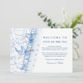 Avon-by-the-zee NJ Navy Wedding Welkom Route Bedankkaart (Staand voorkant)