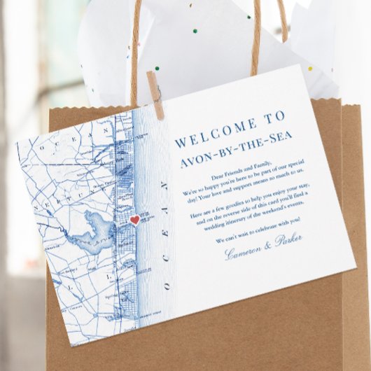 Avon-by-the-zee NJ Navy Wedding Welkom Route Bedankkaart