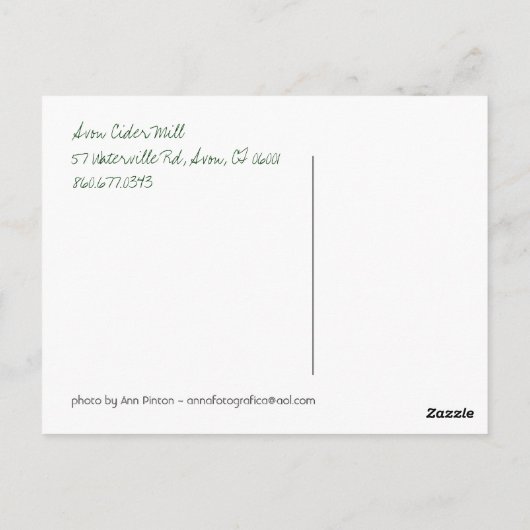 Avon Cider Mill Briefkaart (Achterkant)