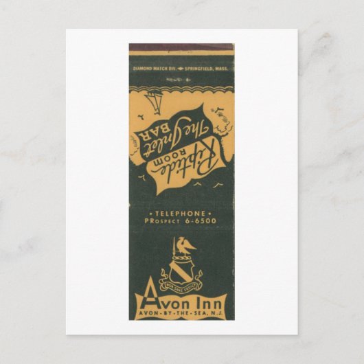 Avon door het Zee NJ, Avon Inn 1950s Matchbook Briefkaart (Voorkant)