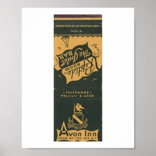 Avon door het Zee NJ, Avon Inn 1950s Matchbook Poster (Voorkant)