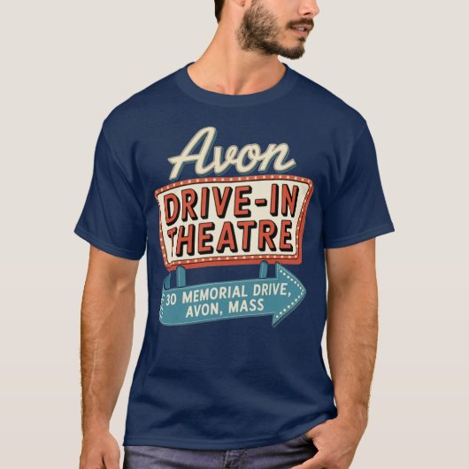 Avon Drive-In Theatre Retro Massachusetts Drive-In T-shirt (Voorkant)