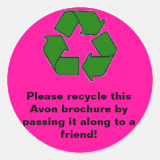 Avon: Gelieve de brochure te recyclen Ronde Sticker