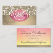 Avon gepersonaliseerde roze en gouden kant estheti visitekaartje (Voorkant / Achterkant)