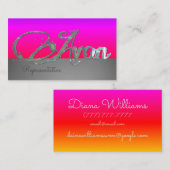 Avon gepersonaliseerde roze en zilveren esthetiek visitekaartje (Voorkant / Achterkant)