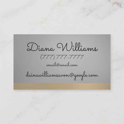 Avon gepersonaliseerde zwart en zilveren kant esth visitekaartje (Achterkant)