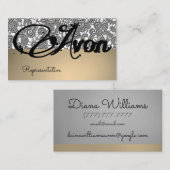 Avon gepersonaliseerde zwart en zilveren kant esth visitekaartje (Voorkant / Achterkant)