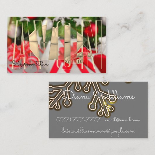Avon Kerstmis gepersonaliseerde esthetiek Visitekaartje (Voorkant / Achterkant)