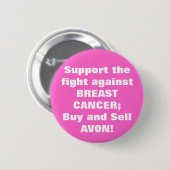 Avon: Knop Borstkanker Ronde Button 5,7 Cm (Voorkant /achterkant)