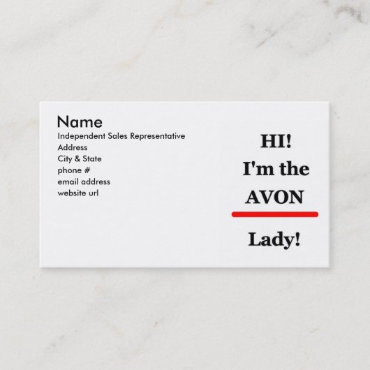 Avon lady business of profile card visitekaartje (Voorkant)
