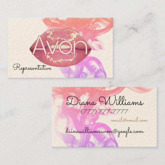 Avon lips gepersonaliseerd esthetisch visitekaartje (Voorkant / Achterkant)