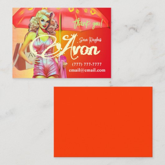 Avon Party Dank u Notitiekaartje (Voorkant / Achterkant)