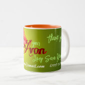 Avon Party Dank u Tweekleurige Koffiemok (Voorkant rechts)