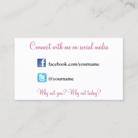 Avon, Sociale Witte Media, Visitekaartje (Achterkant)