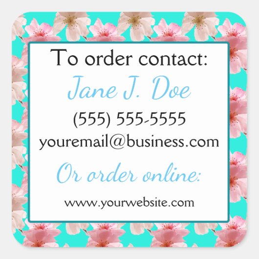 Avon Verkoop Brochure Stickers, Blauw Bloemen Vierkante Sticker (Voorkant)