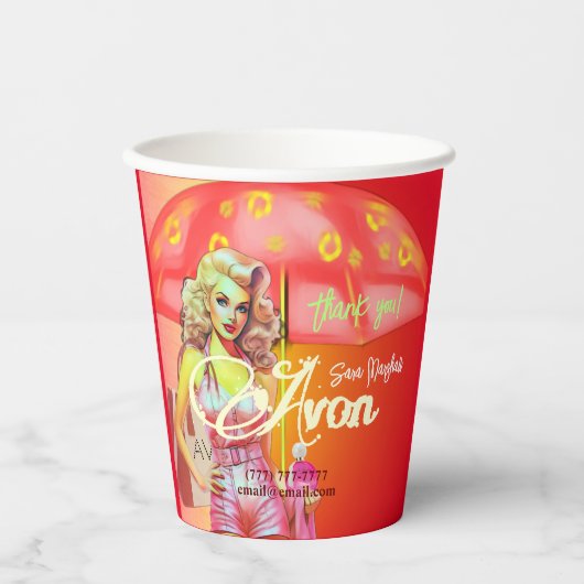 Avon vertegenwoordiger Dank u Papieren Bekers (Voorkant)