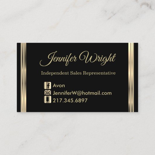 Avon Vertegenwoordiger - Zwart en Goud Drip Visitekaartje (Achterkant)