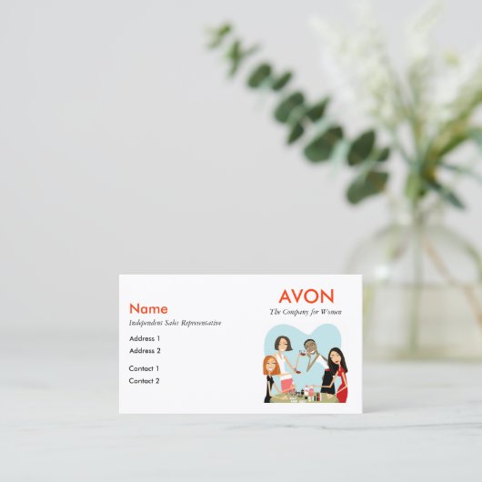 Avon-Visitekaartjes met sociale media-informatie Visitekaartje (Staand voorkant)
