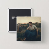 Avond 1860 vierkante button 5,1 cm (Voorkant /achterkant)