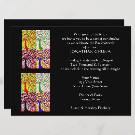 Avond-affaire uitnodiging (grote rechthoek) (Voorkant / Achterkant)