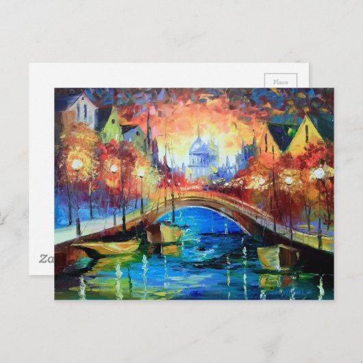 Avond Amsterdam Briefkaart (Voorkant / Achterkant)