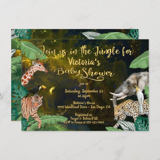 Avond Baby shower Oerwouden Kaart (Voorkant / Achterkant)